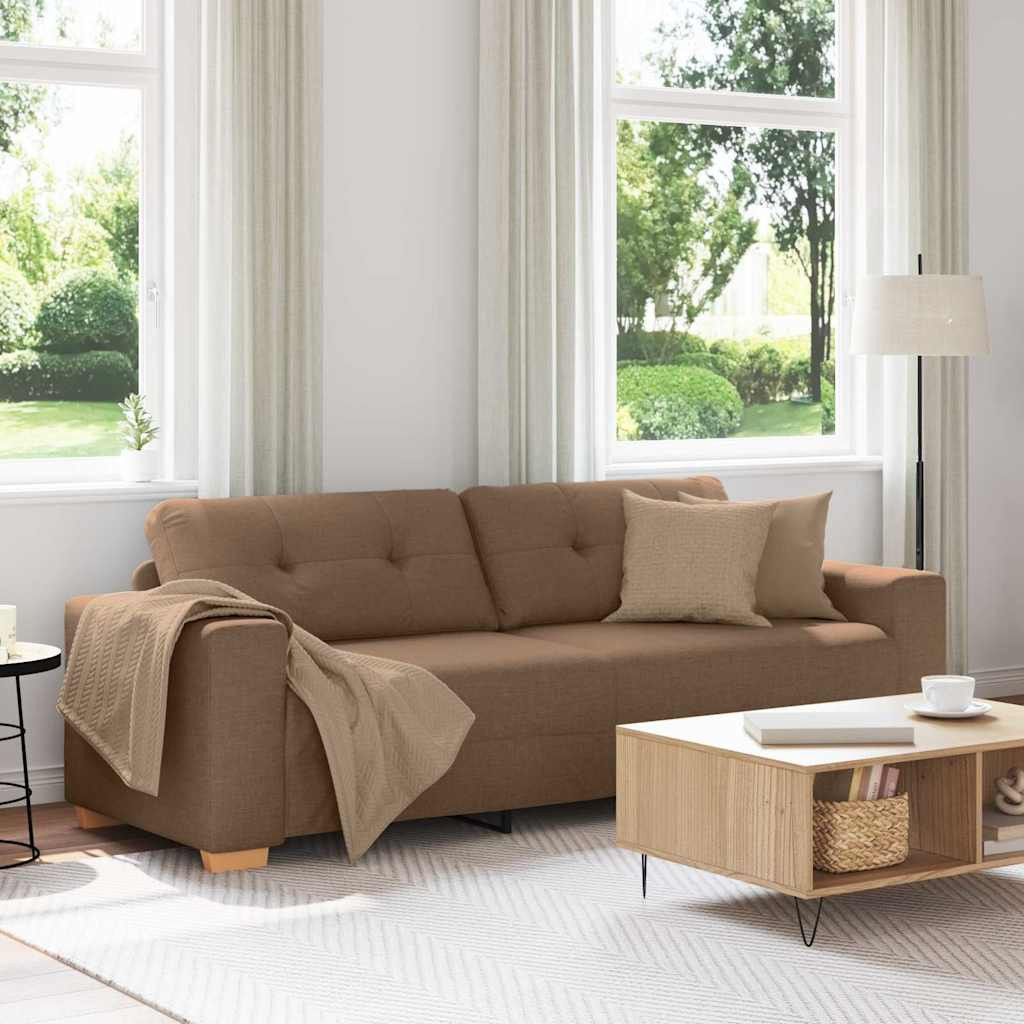 vidaXL 3-Sitzer-Sofa Braun 220 cm Stoff