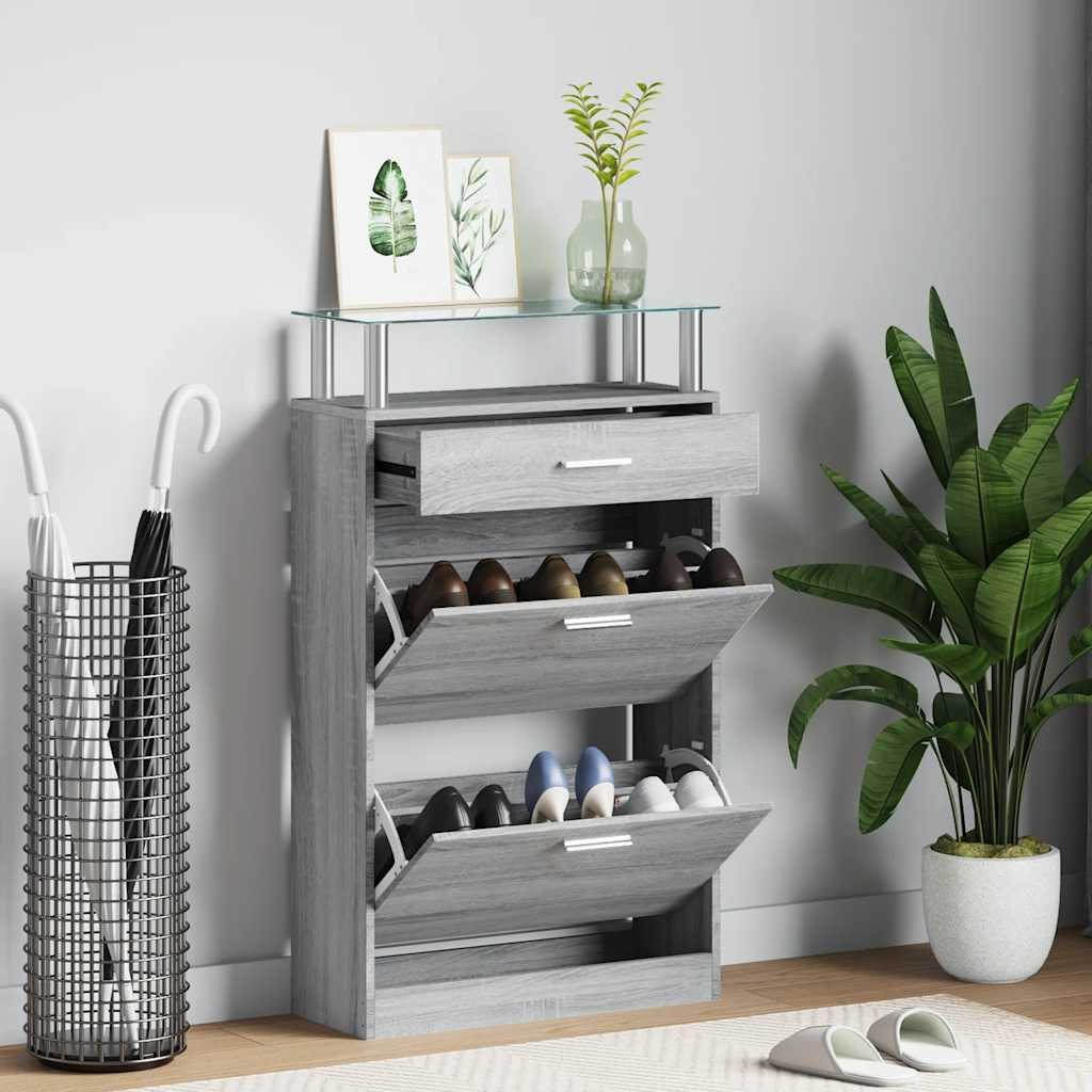 vidaXL Schuhschrank Grau Sonoma 63x24x104 cm Holzwerkstoff