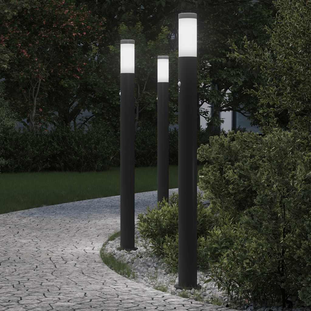 vidaXL Pollerleuchten mit Sensor 3er 110 cm Edelstahl IP44