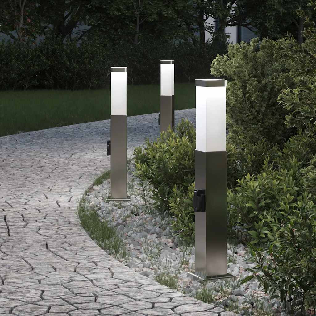 vidaXL Pollerleuchten mit Auslass 3 Stk. 50 cm Edelstahl IP44