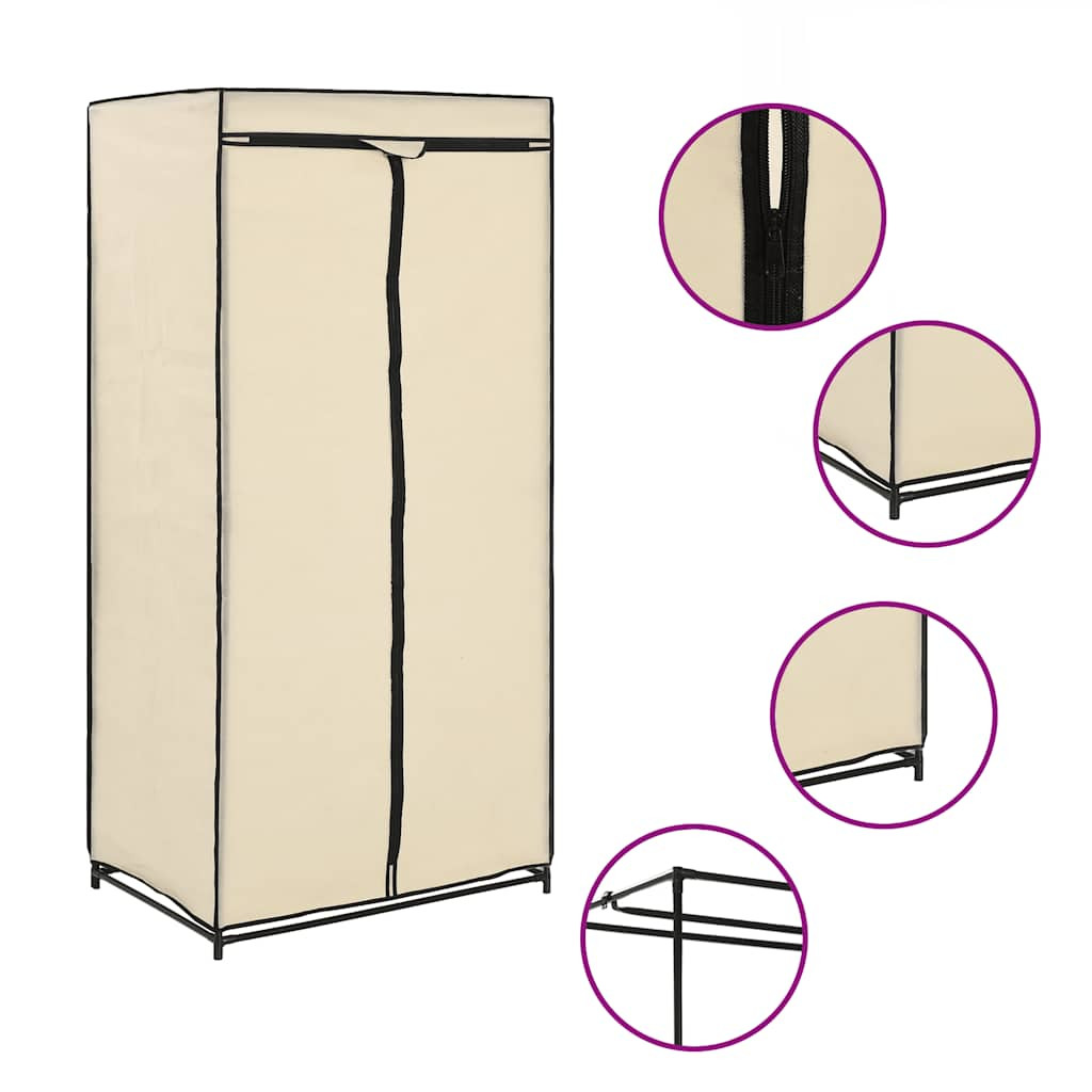 vidaXL Kleiderschrank Creme 75×50×160 cm