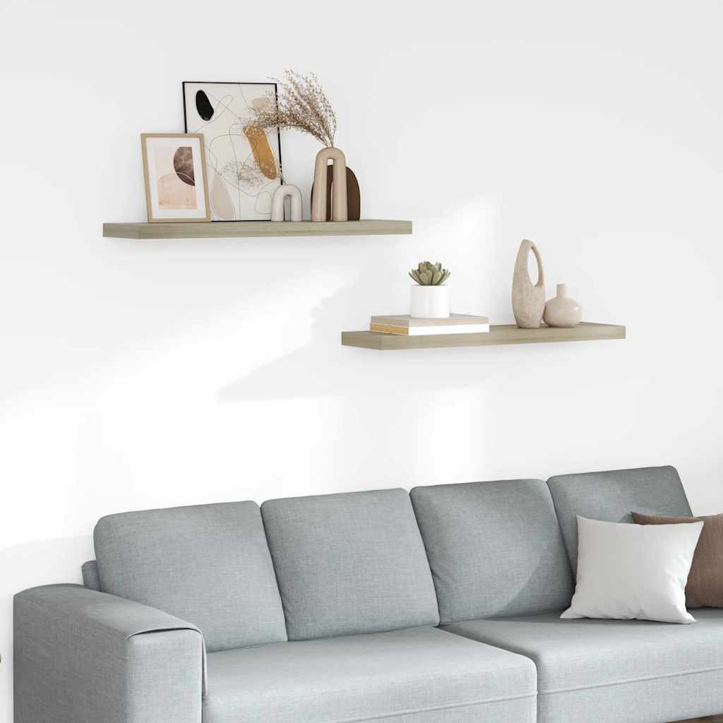 vidaXL Schweberegale 2 Stk. Eichen-Optik 90x23,5x3,8 cm MDF