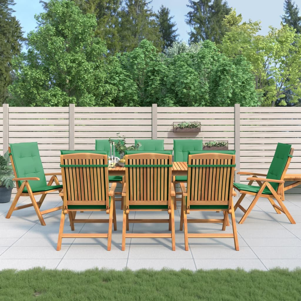 vidaXL Gartenstühle mit Auflagen 8 Stk. Massivholz Teak