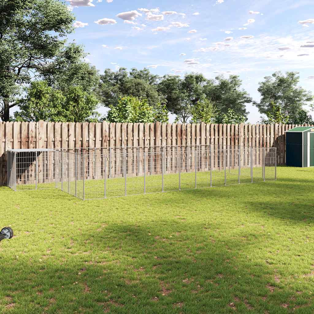vidaXL Hundezwinger Silbern 22,99 m² Stahl
