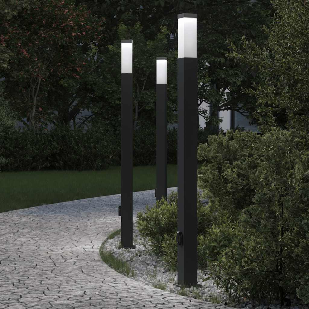 vidaXL Pollerleuchten mit Steckdose 3 Stk. 110 cm Schwarz IP44