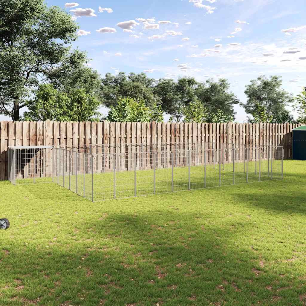 vidaXL Hundezwinger Silbern 25,41 m² Stahl