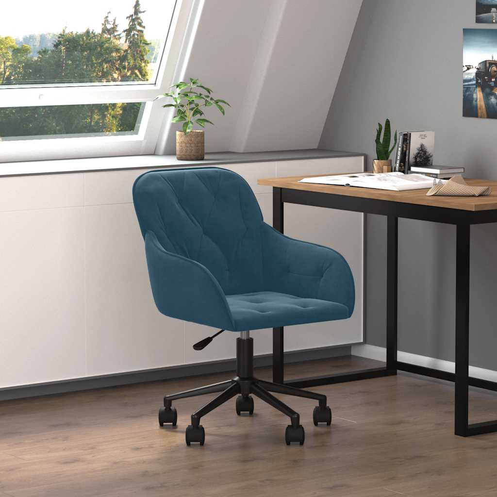 vidaXL Bürostuhl Drehbar Blau Samt