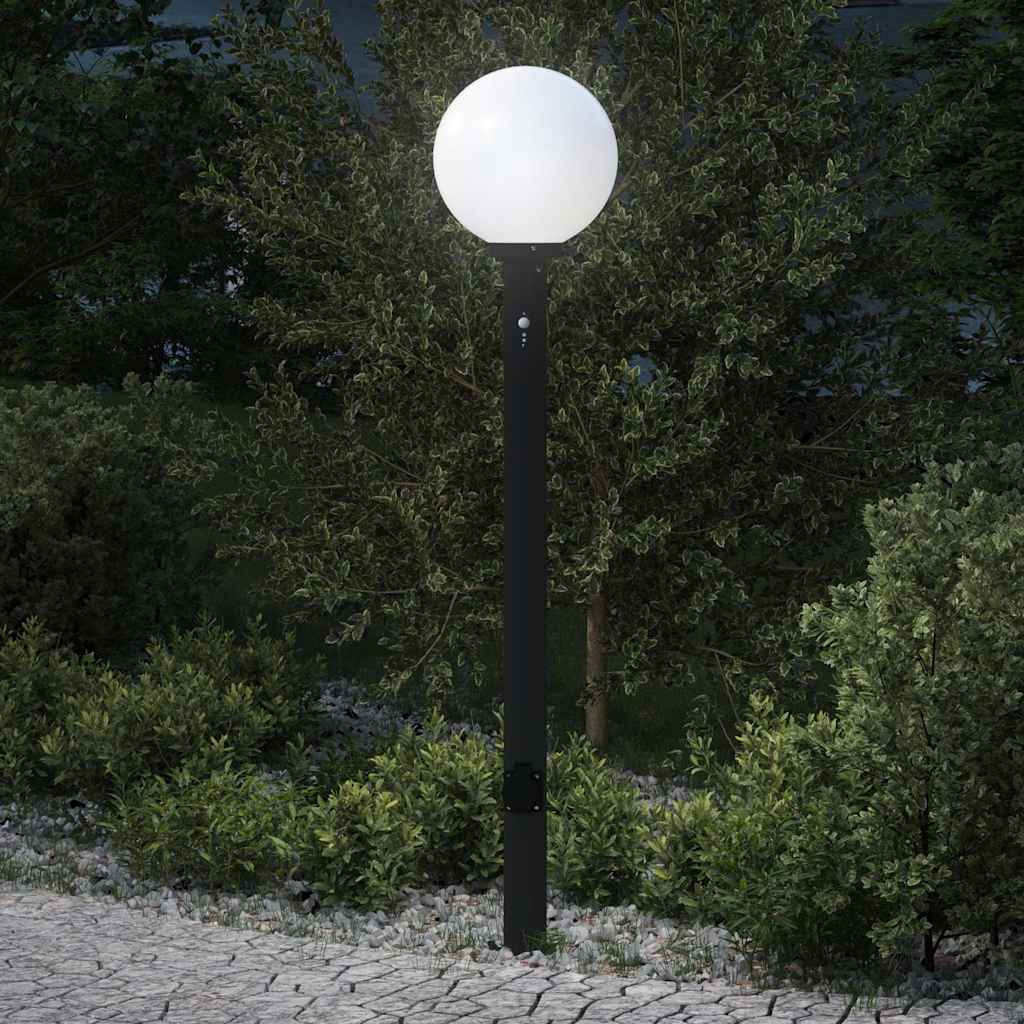 vidaXL Pollerleuchte mit Sensor und Steckdose 120 cm Schwarz IP44