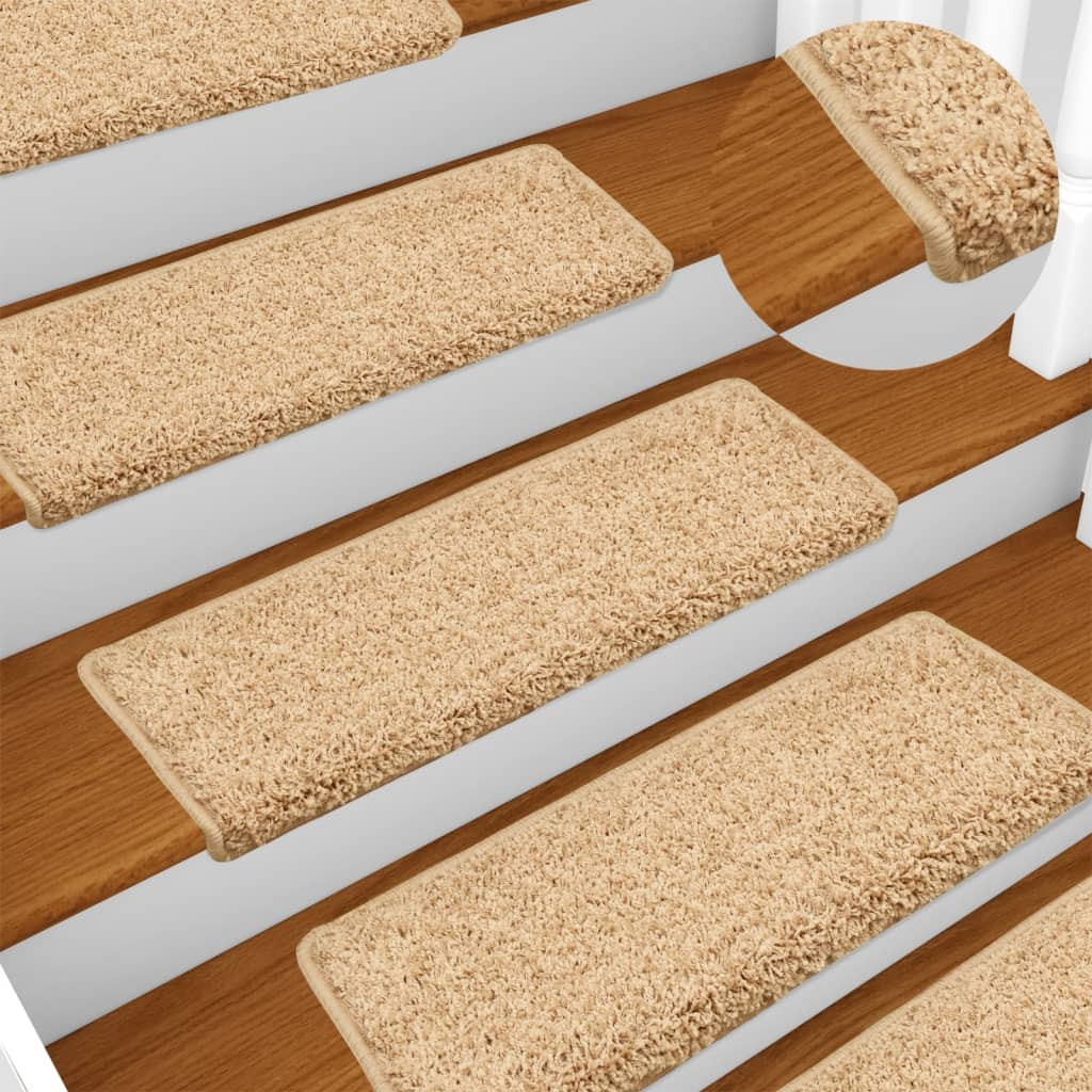 vidaXL Stufenmatten 15 Stk. 65x21x4 cm Creme Rechteckiger Rand