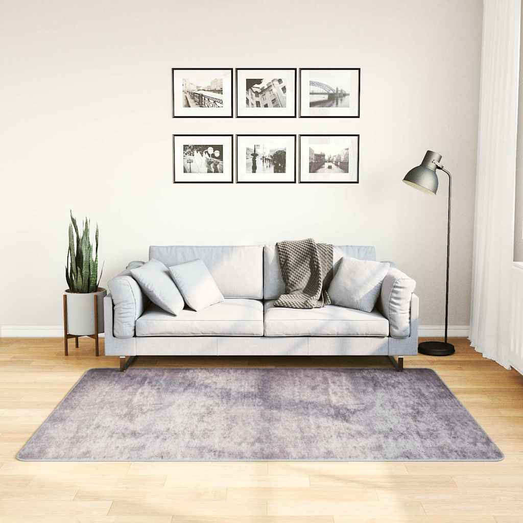 vidaXL Teppich Waschbar Grau 120x180 cm