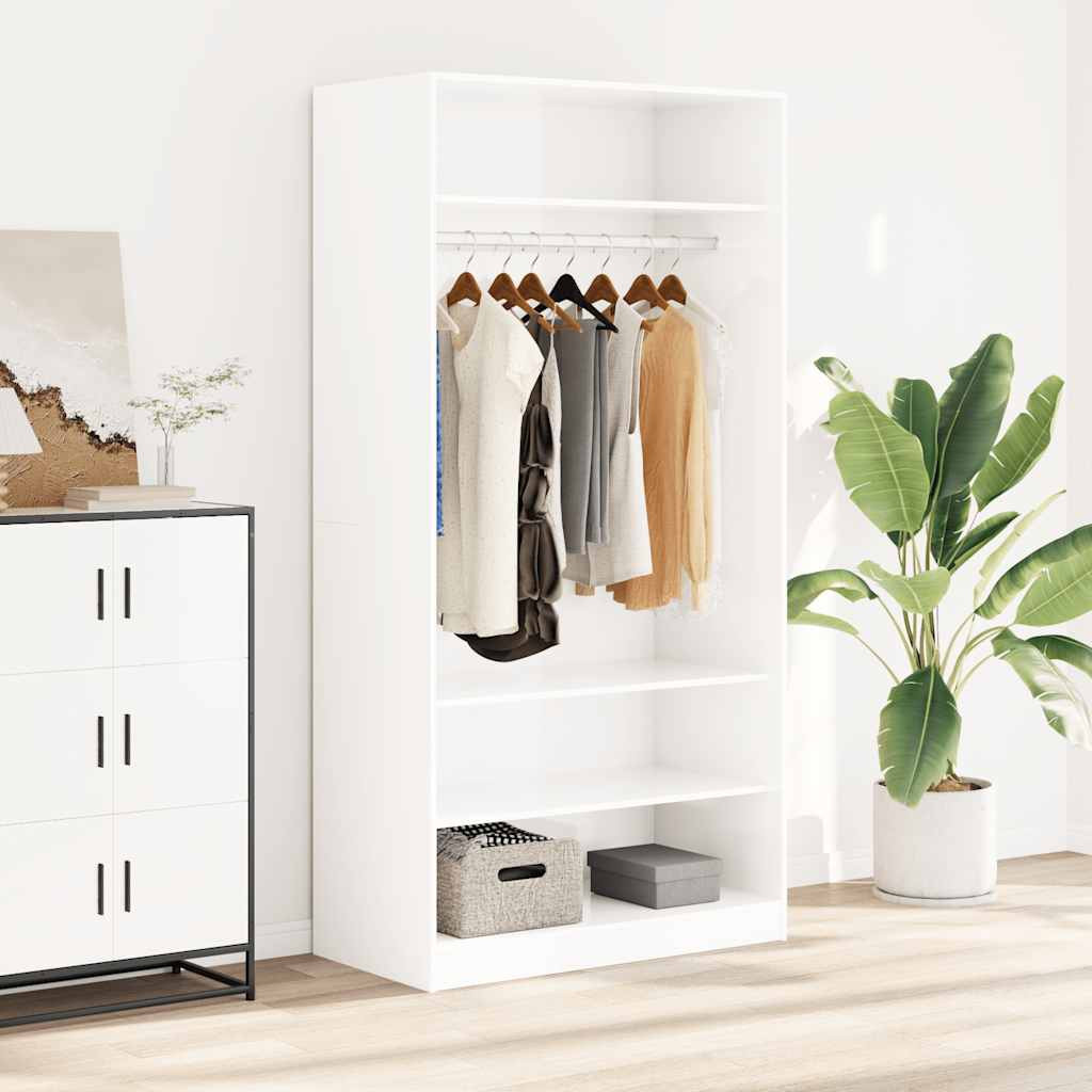 vidaXL Kleiderschrank Hochglanz-Weiß 100x50x200 cm Holzwerkstoff