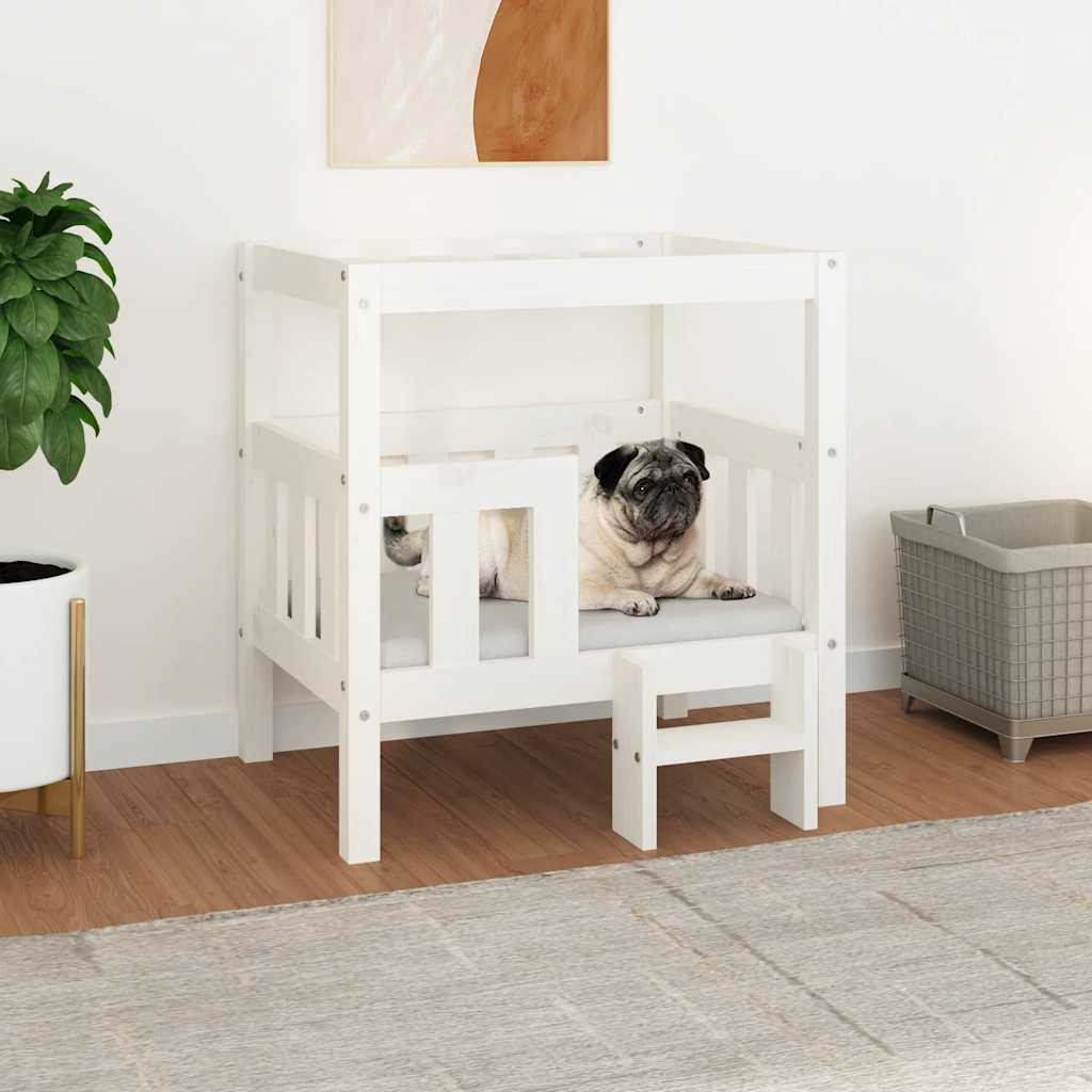 vidaXL Hundebett Weiß 65,5x50,5x70 cm Massivholz Kiefer