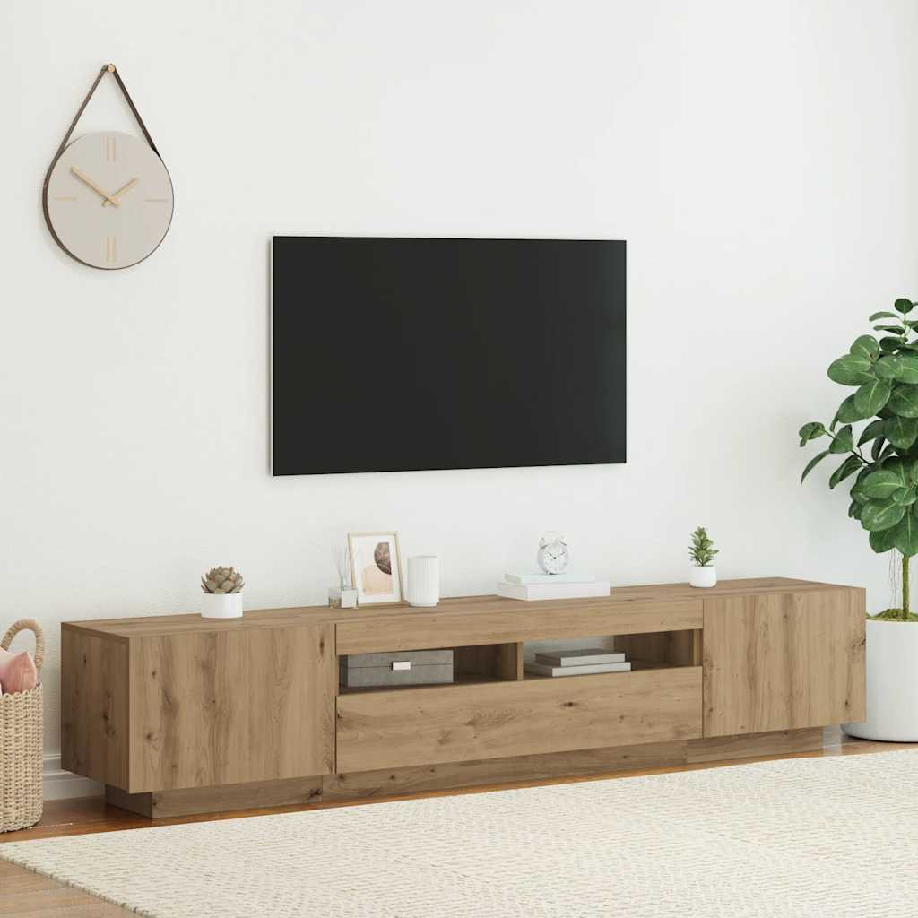 vidaXL TV-Schrank mit LED-Leuchten Artisan-Eiche 200x35x40 cm