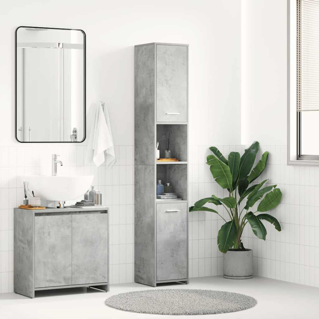 vidaXL Badezimmerschrank Betongrau 30x30x183,5 cm Holzwerkstoff