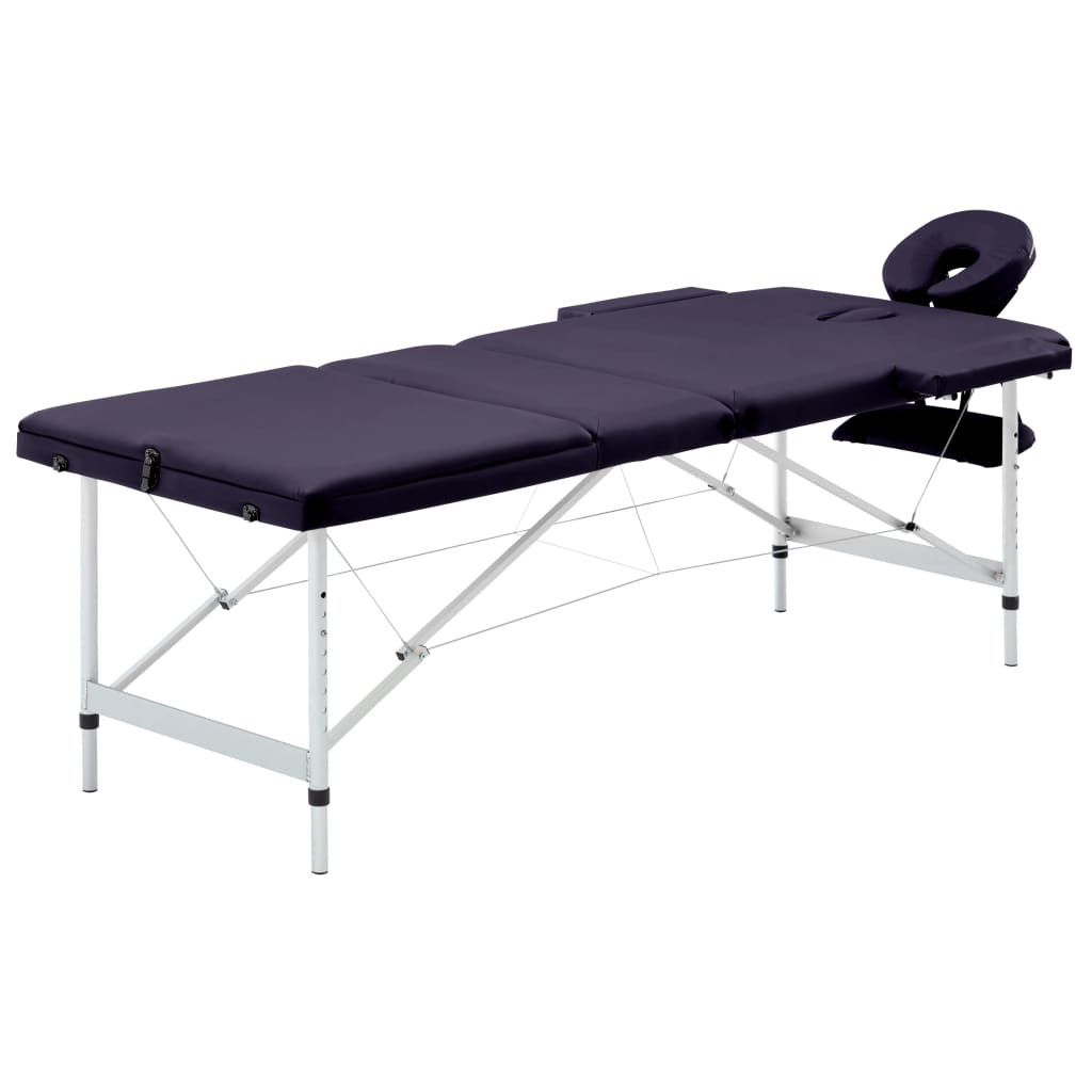 vidaXL Massageliege Klappbar 3-Zonen mit Aluminiumgestell Lila