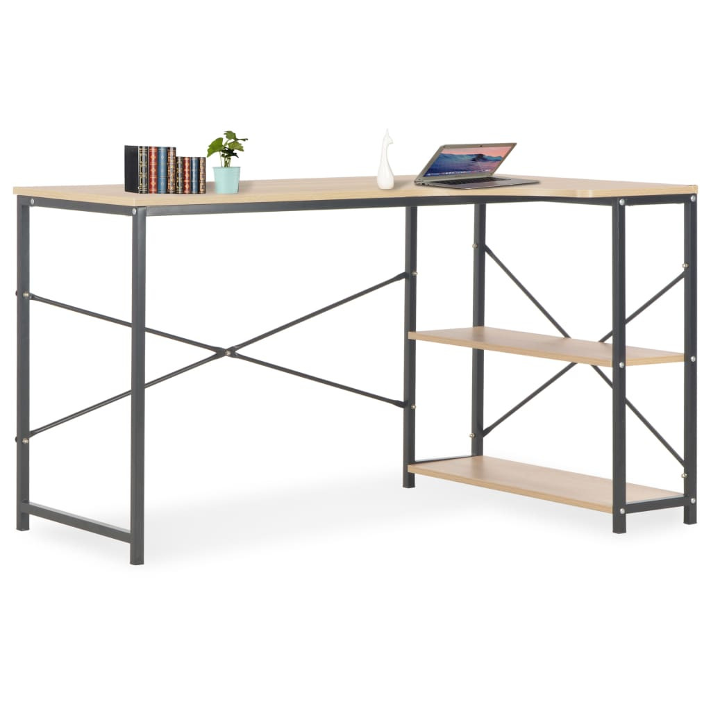vidaXL Computertisch Schwarz und Eiche 120x72x70 cm