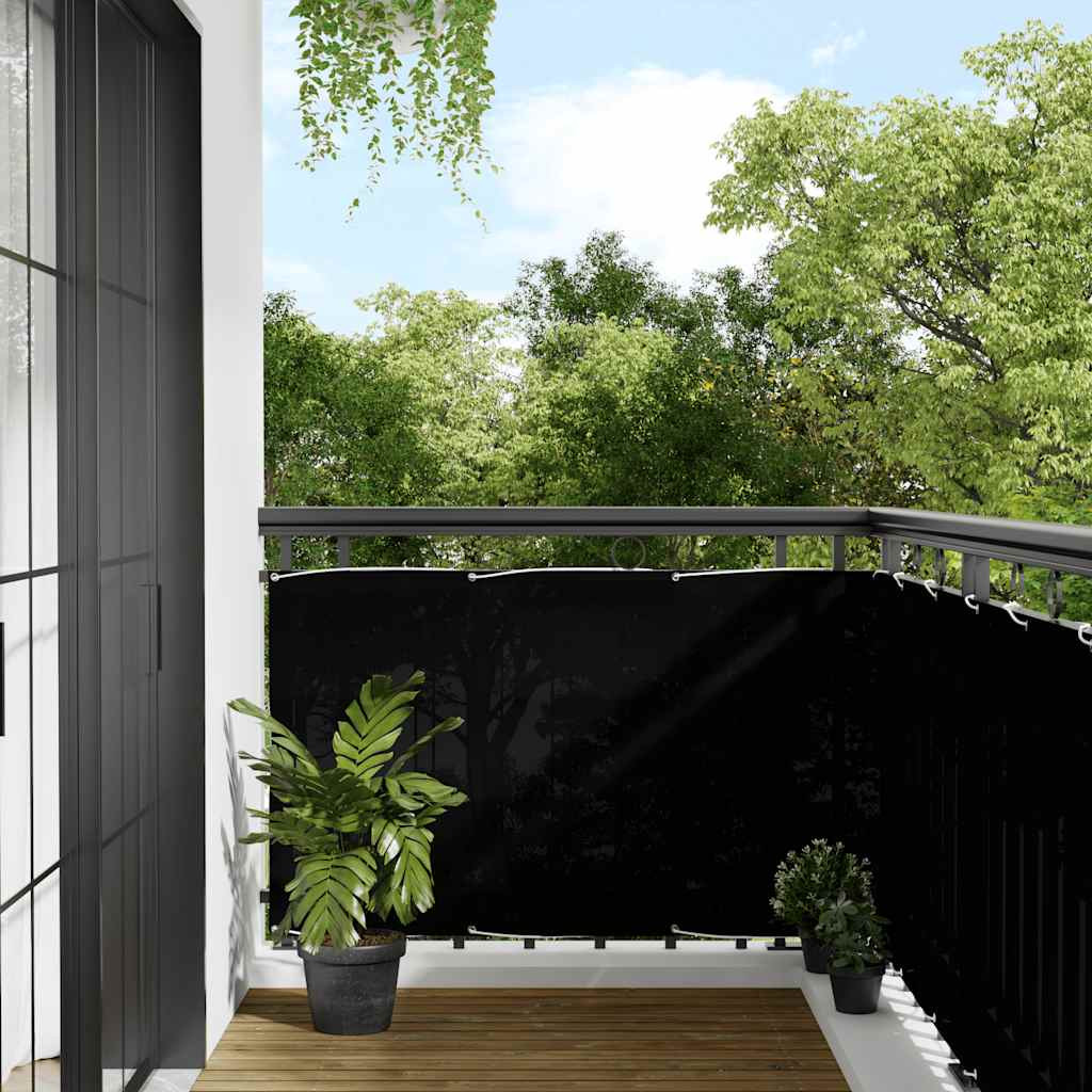 vidaXL Balkon-Sichtschutz Schwarz 90x1000 cm 100 % Polyester-Oxford