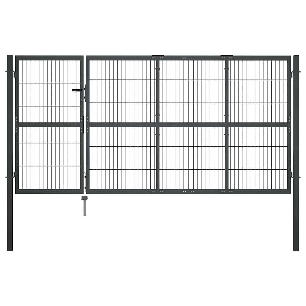 vidaXL Gartentor mit Pfosten Stahl 350 x 120 cm Anthrazit