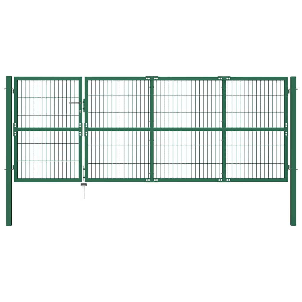 vidaXL Gartentor mit Pfosten 350x120 cm Stahl Grün