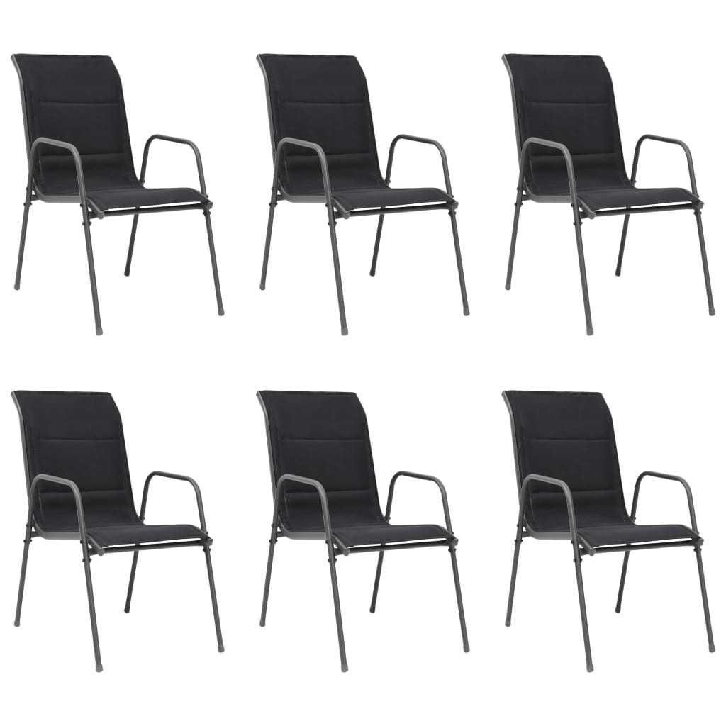 vidaXL Gartensessel 6 Stk. Schwarz