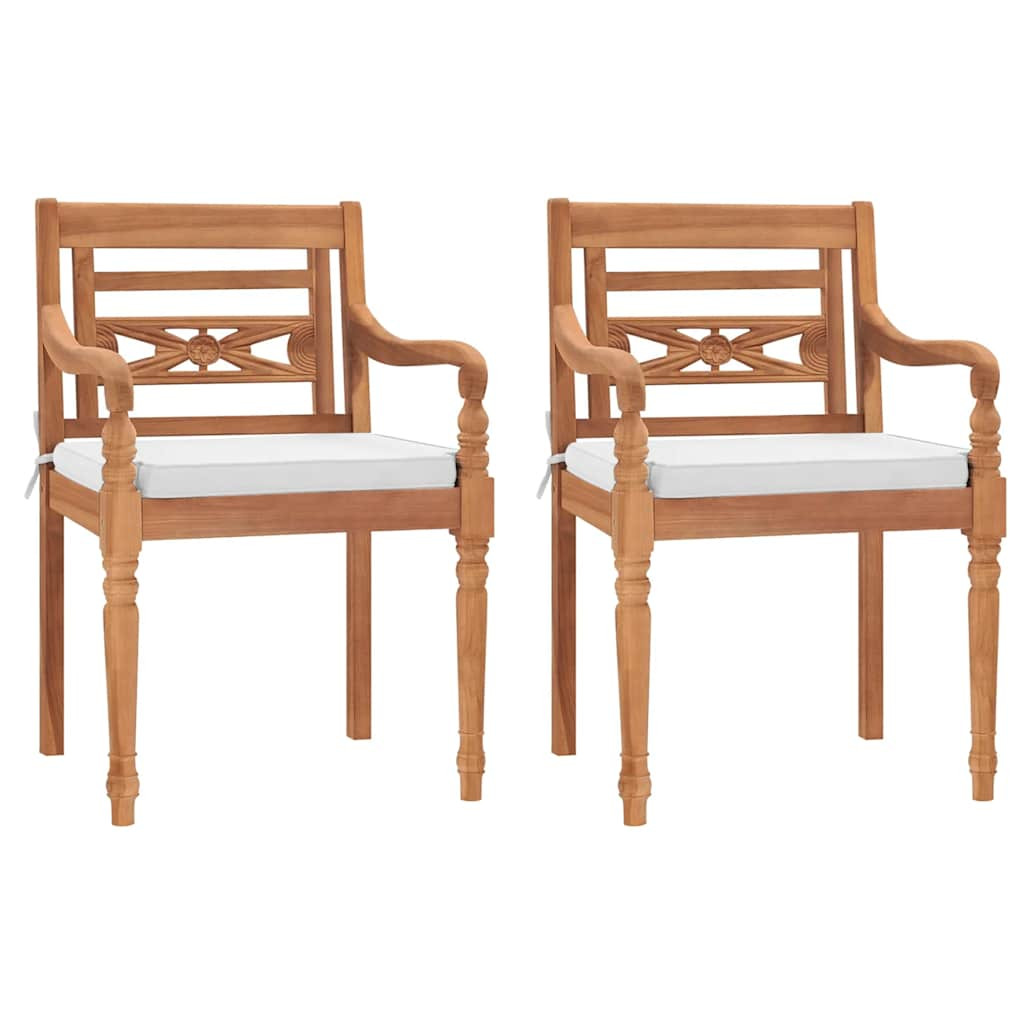 vidaXL Batavia-Stühle 2 Stk. mit Polstern Massivholz Teak