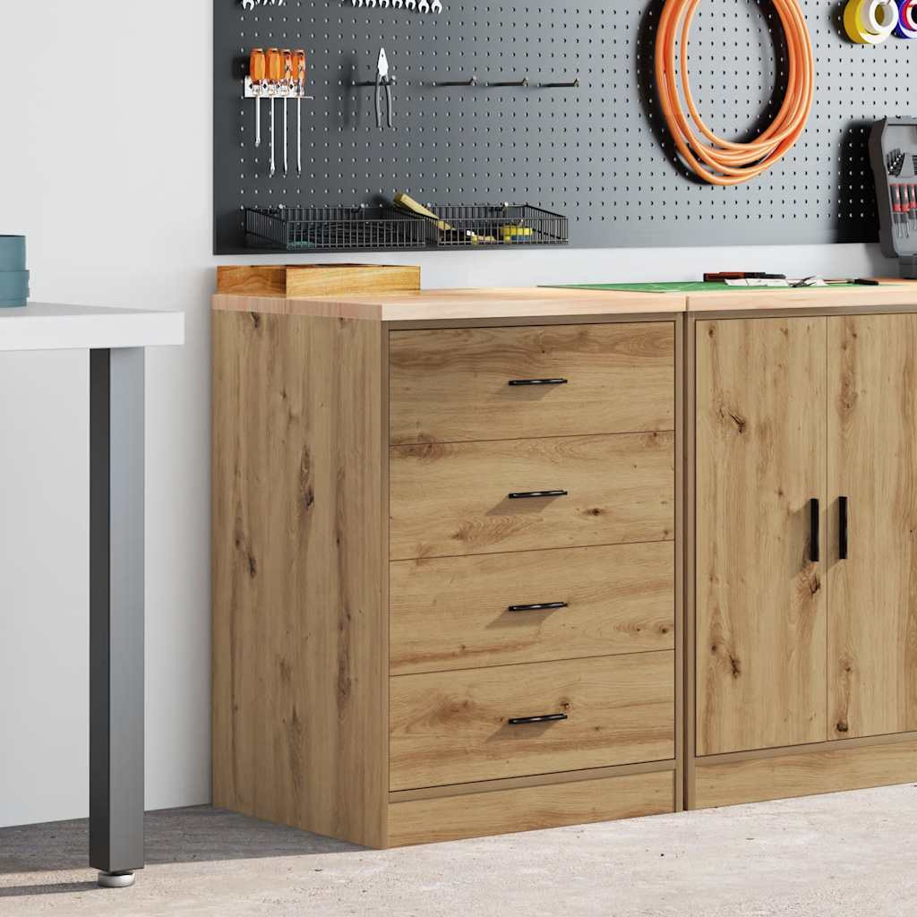vidaXL Garagen-Aufbewahrungsschrank Artisan-Eiche Massivholz Kiefer