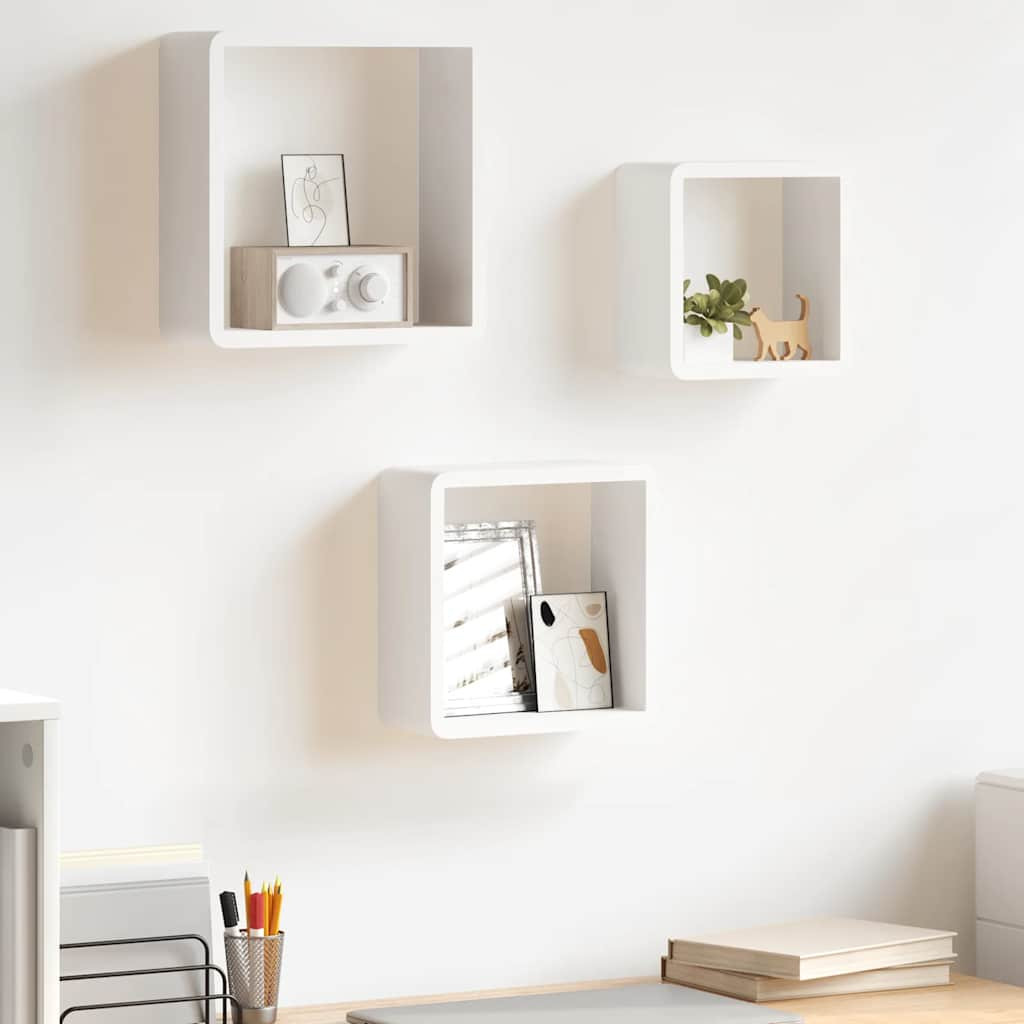 vidaXL Würfelregale 3 Stk. Weiß MDF