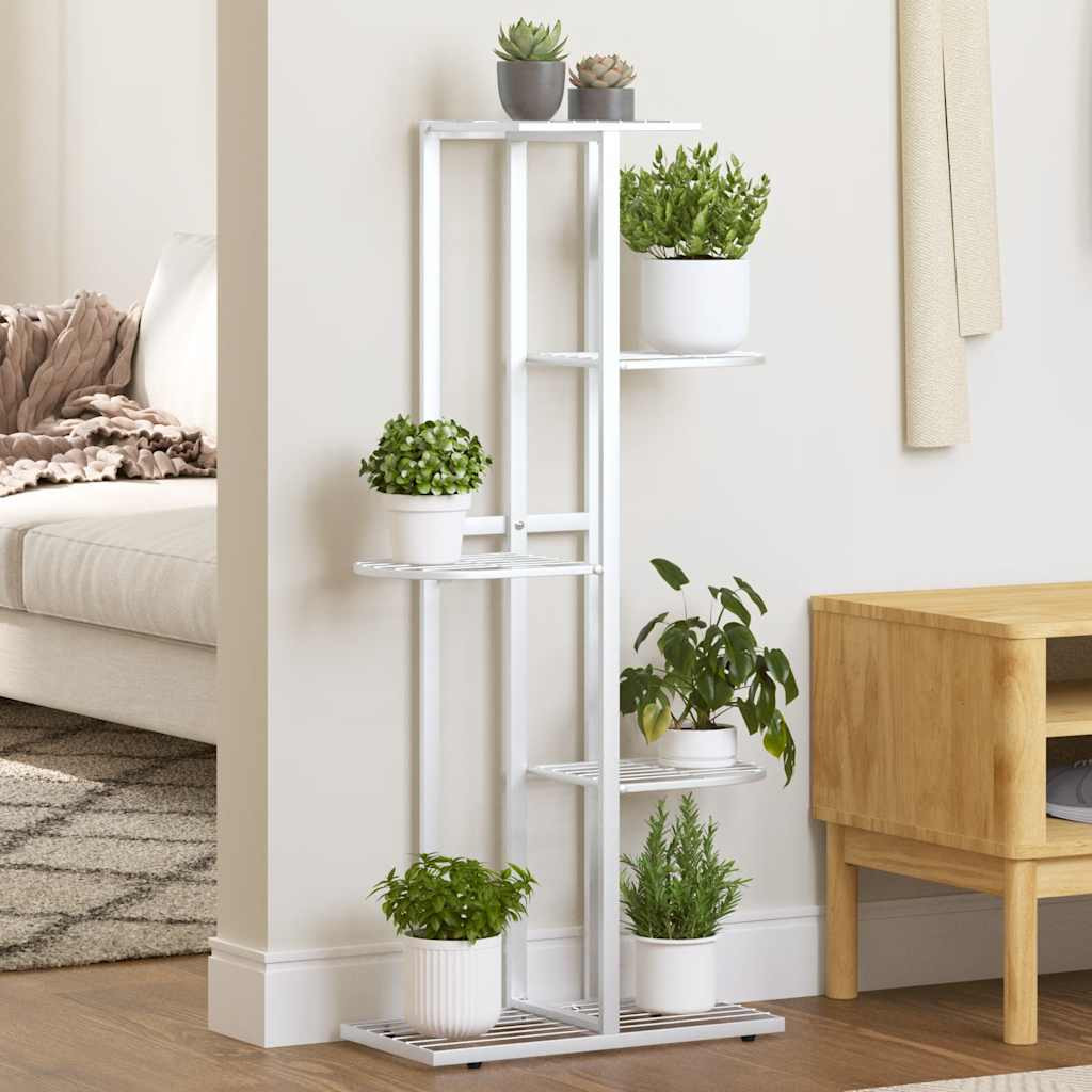vidaXL Blumenständer 5-Etagen 43x22x98 cm Weiß Metall
