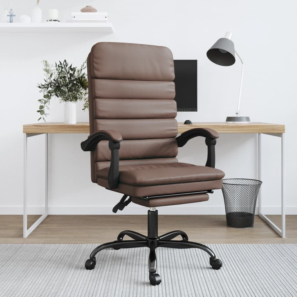 vidaXL Bürostuhl mit Massagefunktion Braun Kunstleder