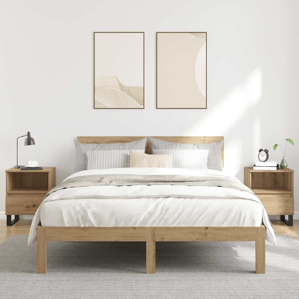 vidaXL Nachttische 2 Stk. Artisan-Eiche 40x35x50 cm Holzwerkstoff