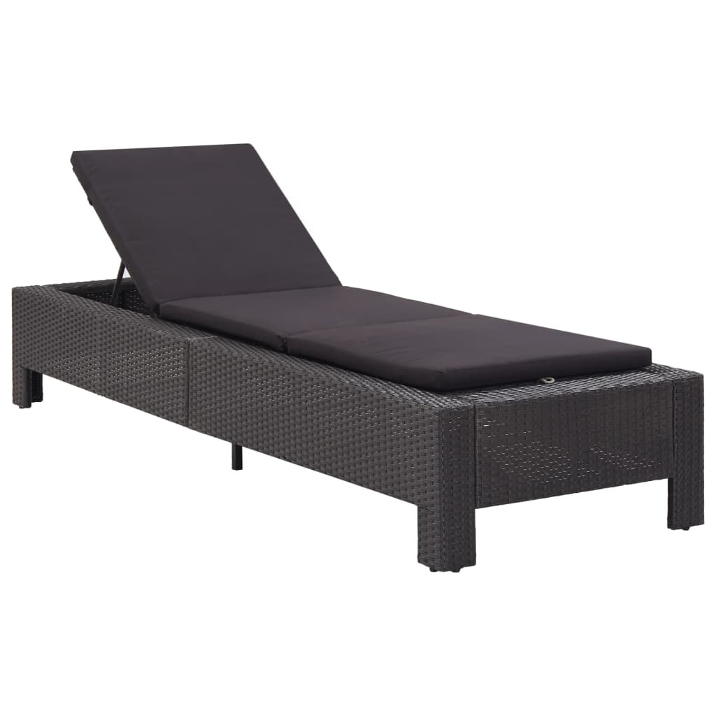 vidaXL Sonnenliege mit Auflage Schwarz Poly Rattan