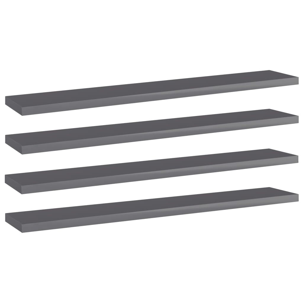 vidaXL Bücherregal-Bretter 4 Stk. Hochglanz-Grau 60x10x1,5 cm