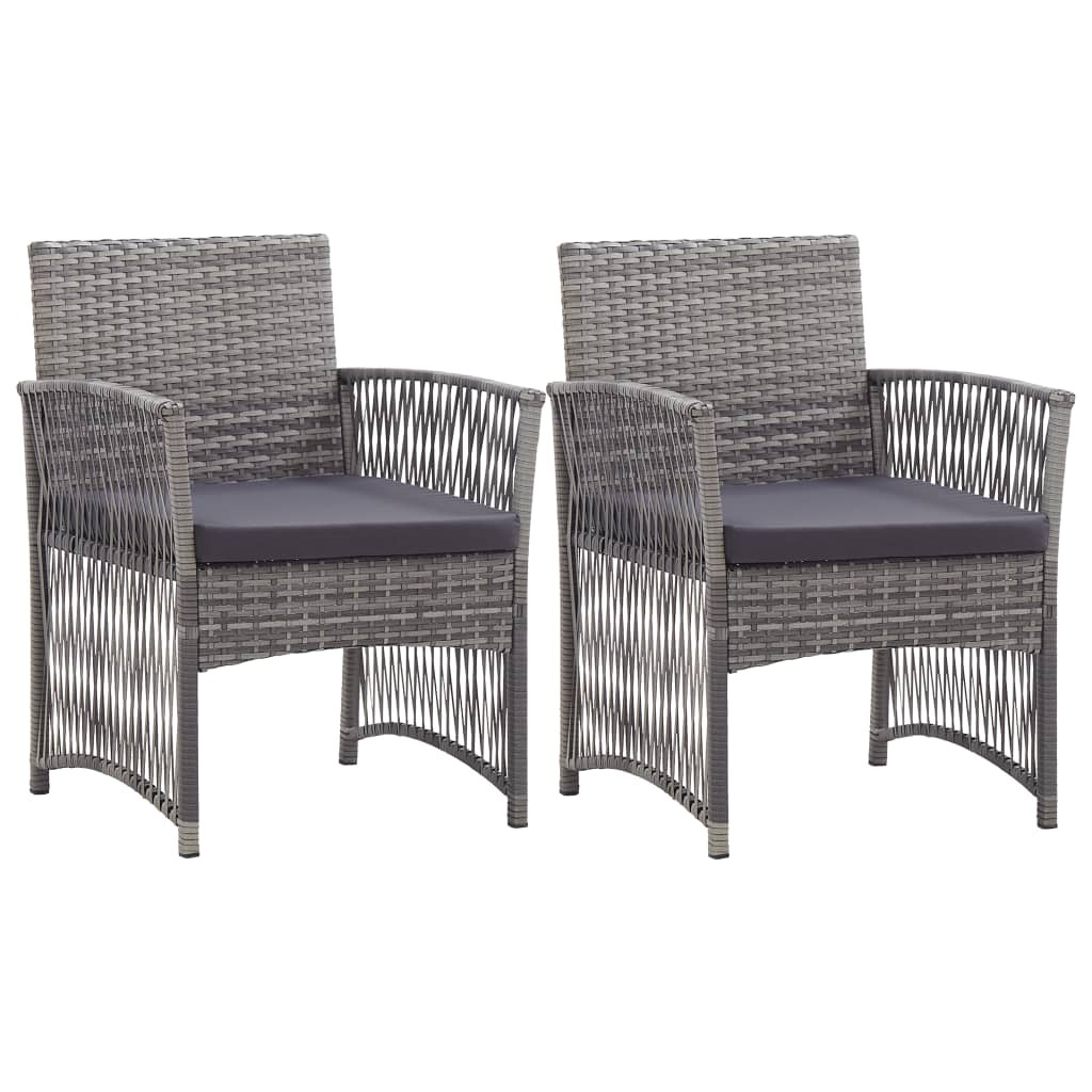 vidaXL Gartensessel mit Sitzkissen 2 Stk. Anthrazit Poly Rattan