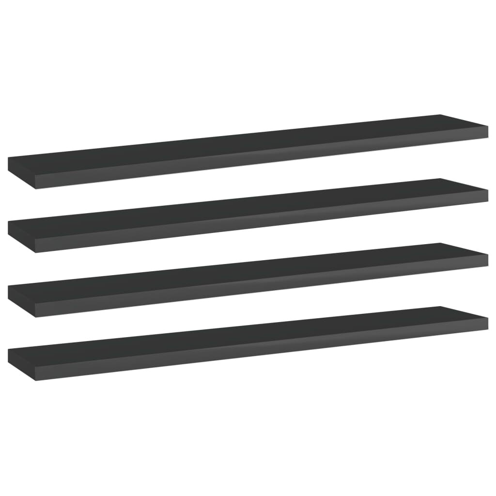 vidaXL Bücherregal-Bretter 4 Stk. Hochglanz-Schwarz 60x10x1,5 cm