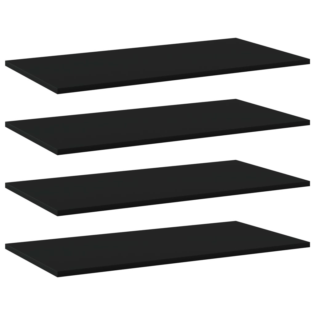 vidaXL Bücherregal-Bretter 4 Stk. Schwarz 80x40x1,5 cm Holzwerkstoff