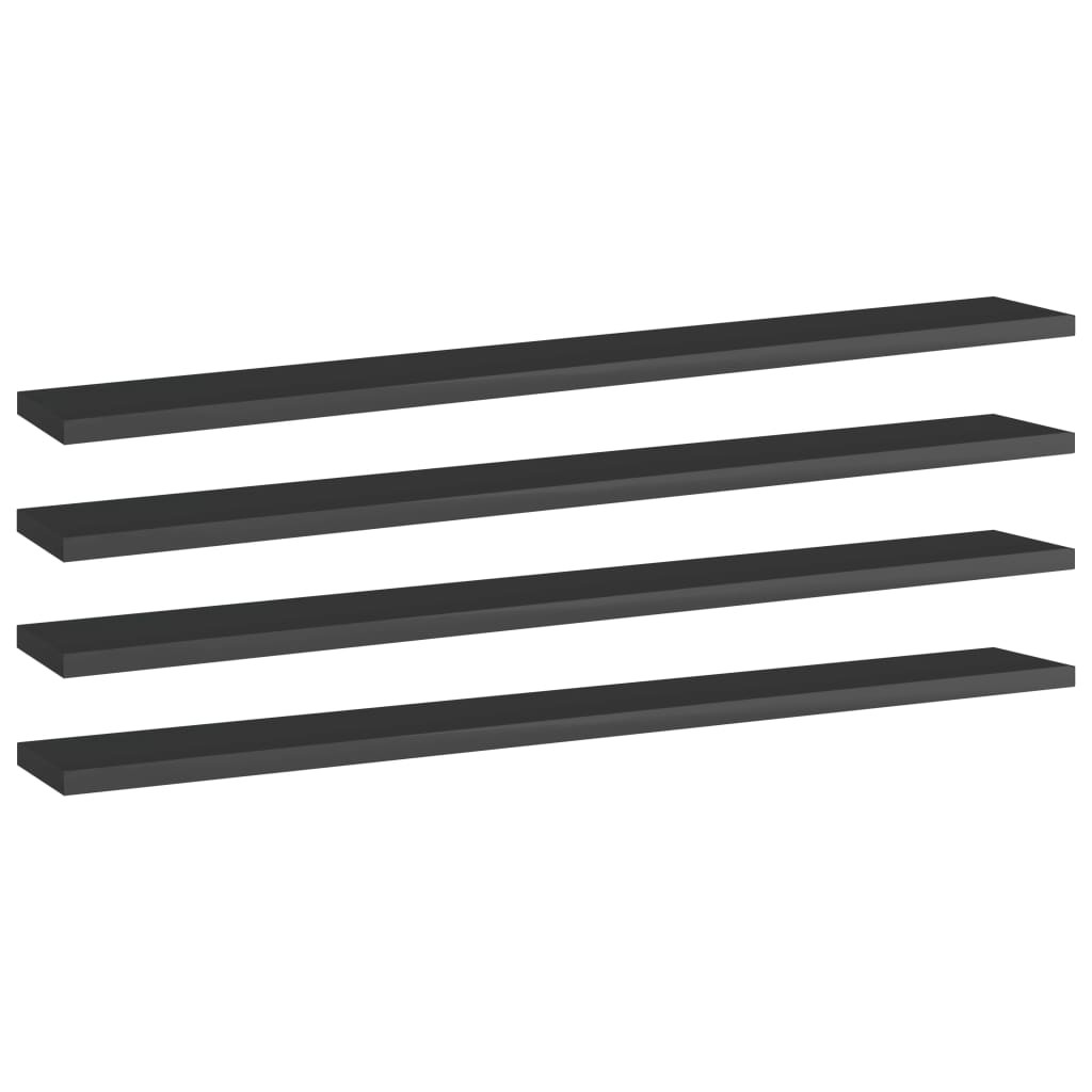 vidaXL Bücherregal-Bretter 4 Stk. Hochglanz-Schwarz 80x10x1,5 cm