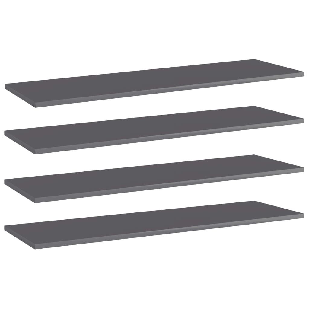vidaXL Bücherregal-Bretter 4 Stk. Hochglanz-Grau 100x30x1,5 cm