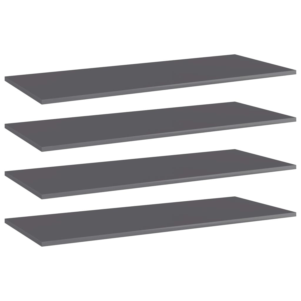 vidaXL Bücherregal-Bretter 4 Stk. Hochglanz-Grau 100x40x1,5 cm