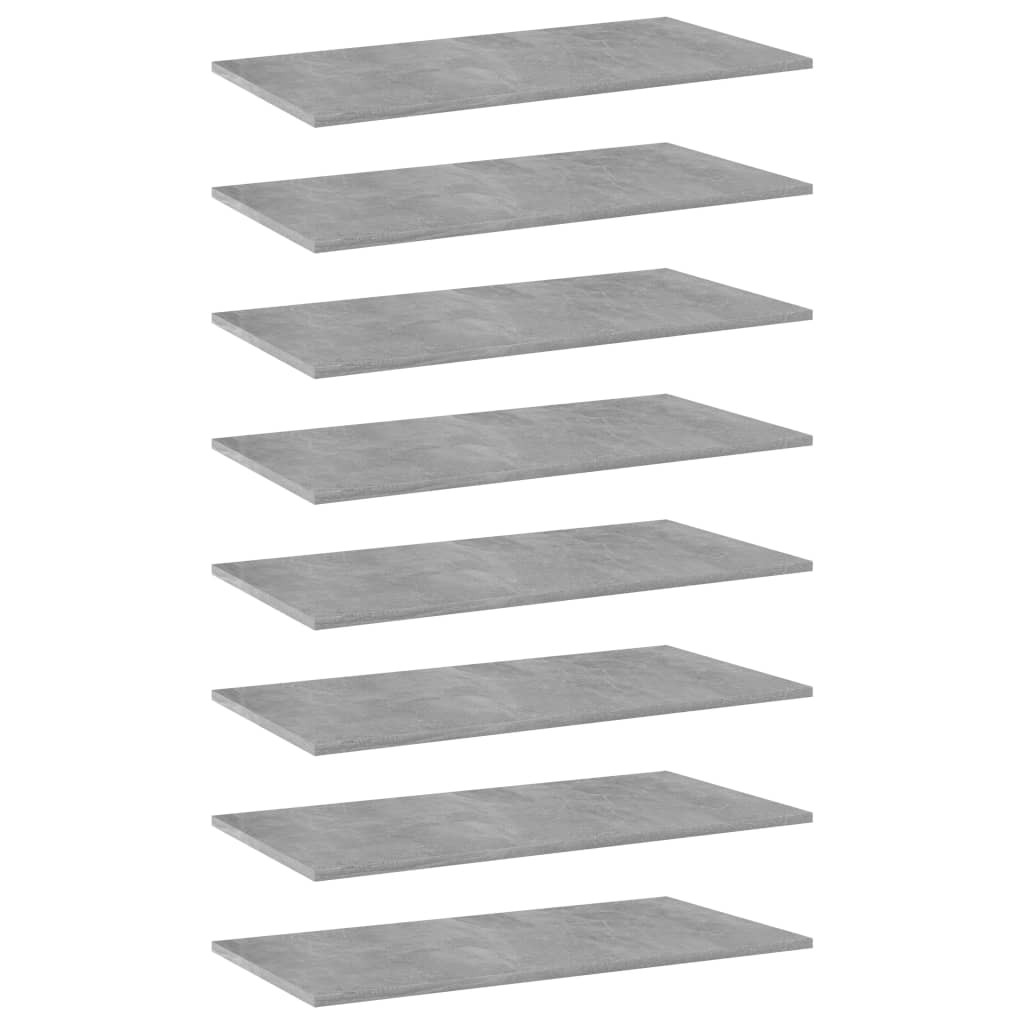 vidaXL Bücherregal-Bretter 8 Stk. Betongrau 80x40x1,5 cm Holzwerkstoff