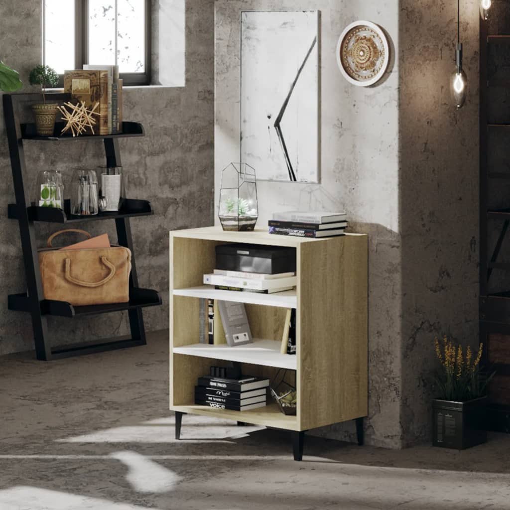 vidaXL Sideboard Weiß und Sonoma-Eiche 57x35x70 cm Holzwerkstoff