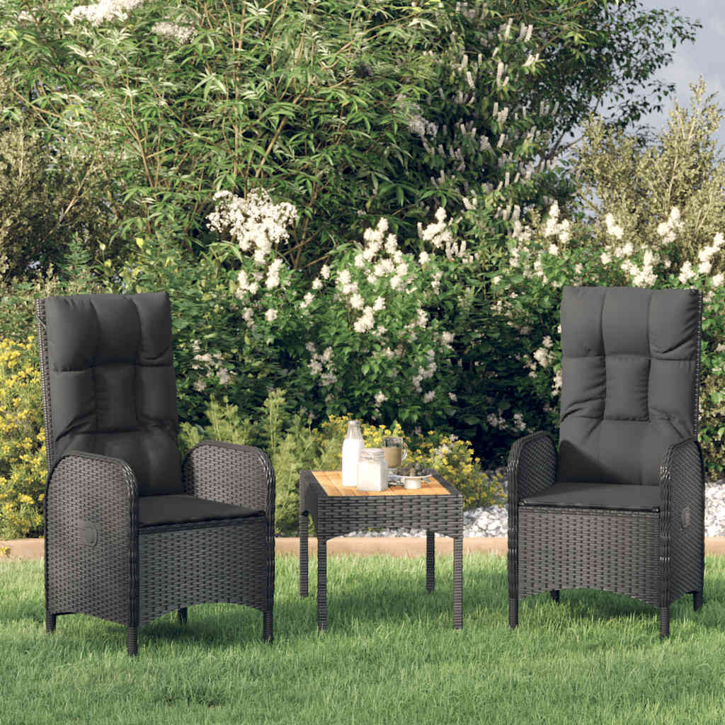 vidaXL Gartenstühle 2 Stk. Poly Rattan Schwarz