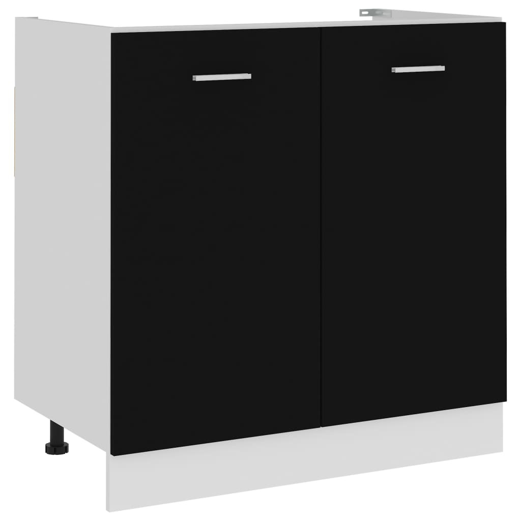 vidaXL Spülenunterschrank Lyon Schwarz 80x46x81,5 cm Holzwerkstoff