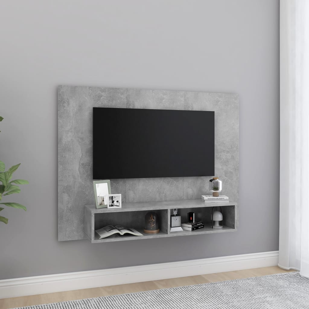 vidaXL TV-Wandschrank Betongrau 120x23,5x90 cm Holzwerkstoff