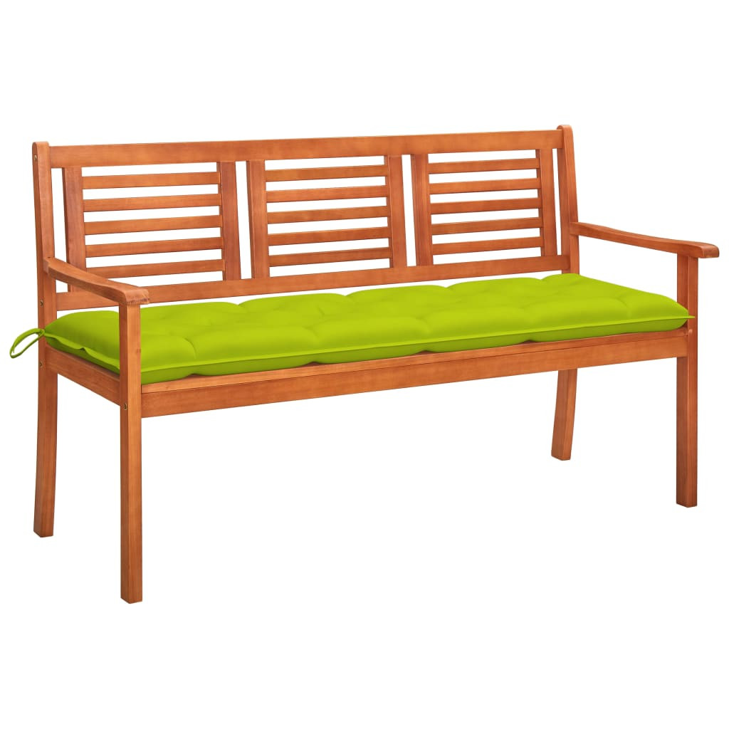 vidaXL 3-Sitzer-Gartenbank mit Auflage 150 cm Massivholz Eukalyptus