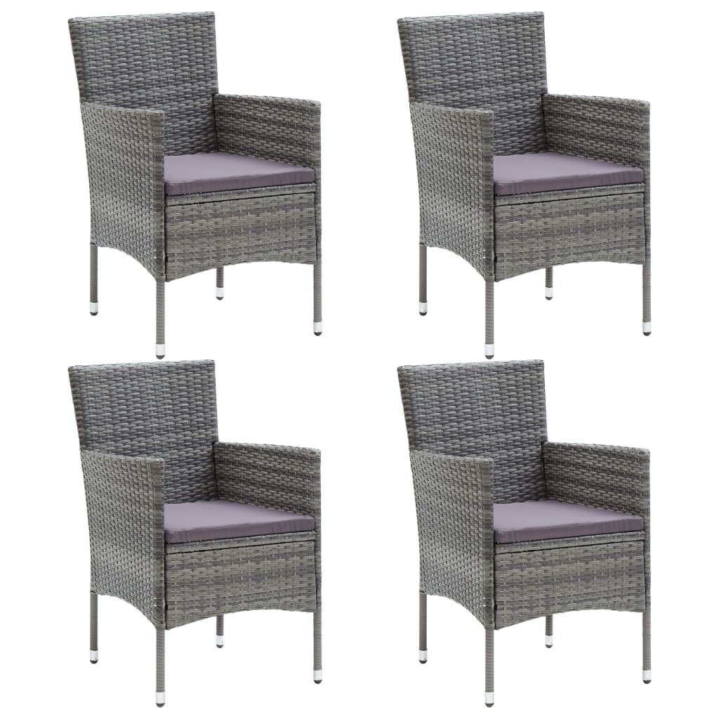 vidaXL Garten-Essstühle 4 Stk. Poly Rattan Grau