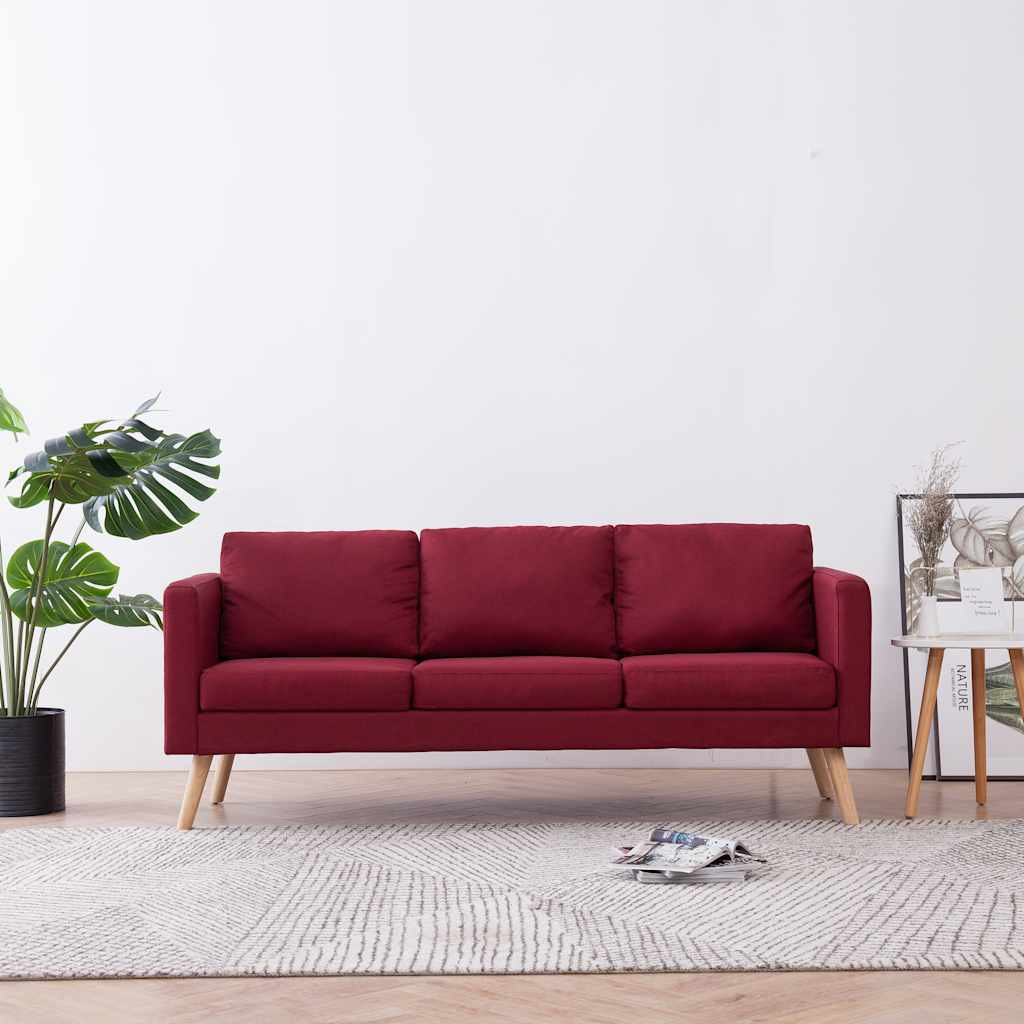 vidaXL 3-Sitzer-Sofa Stoff Weinrot