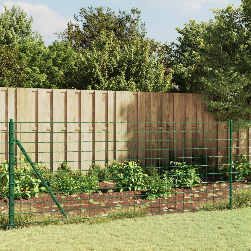 vidaXL Maschendrahtzaun mit Bodenhülsen Grün 1x25 m