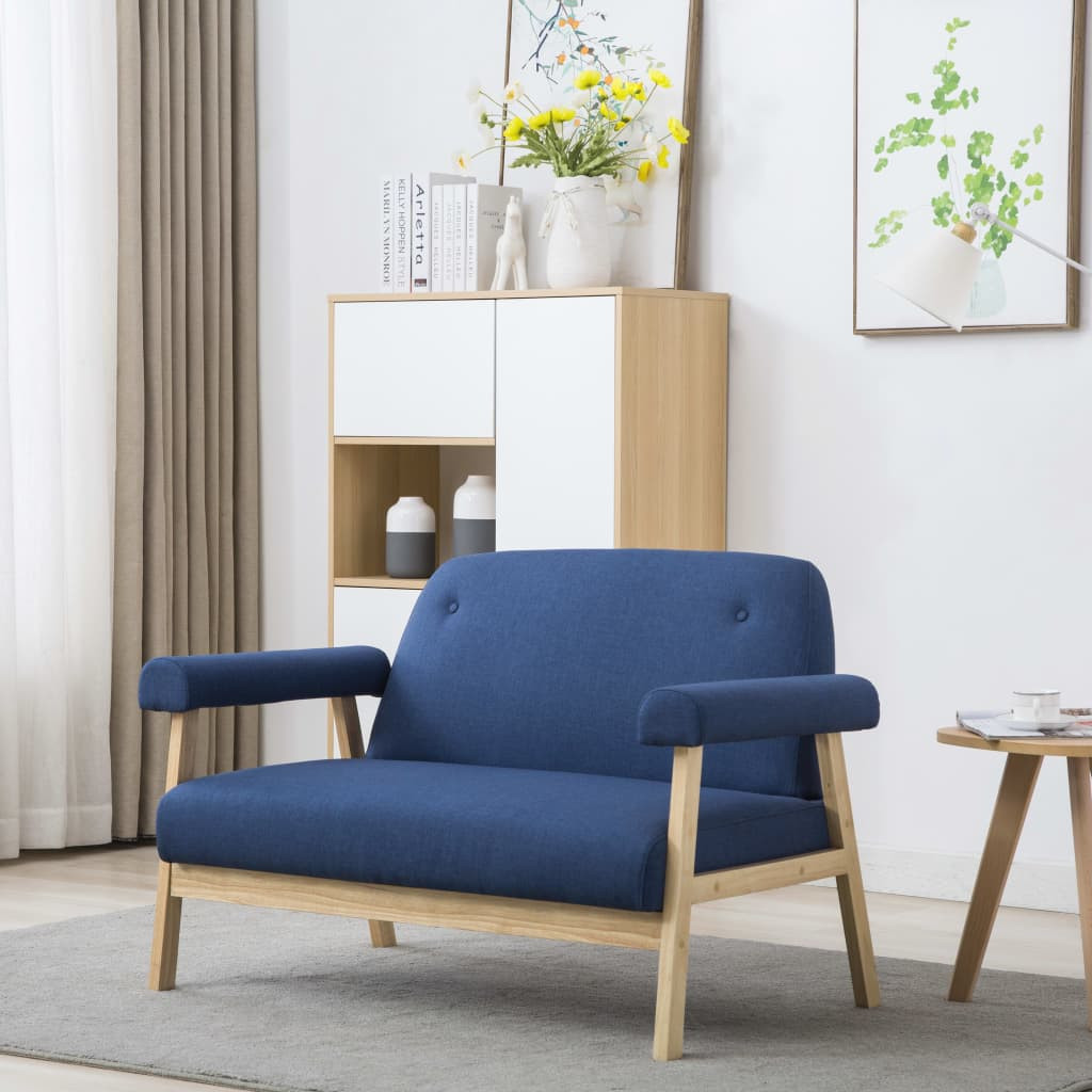 vidaXL 2-Sitzer-Sofa Stoff Blau
