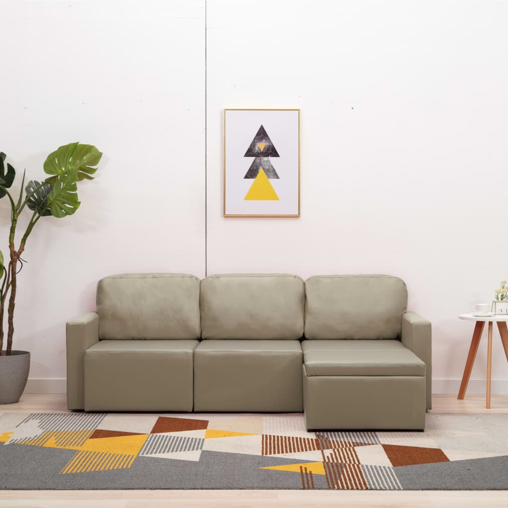 vidaXL Modulares 3-Sitzer Schlafsofa Cappuccino-Braun Kunstleder