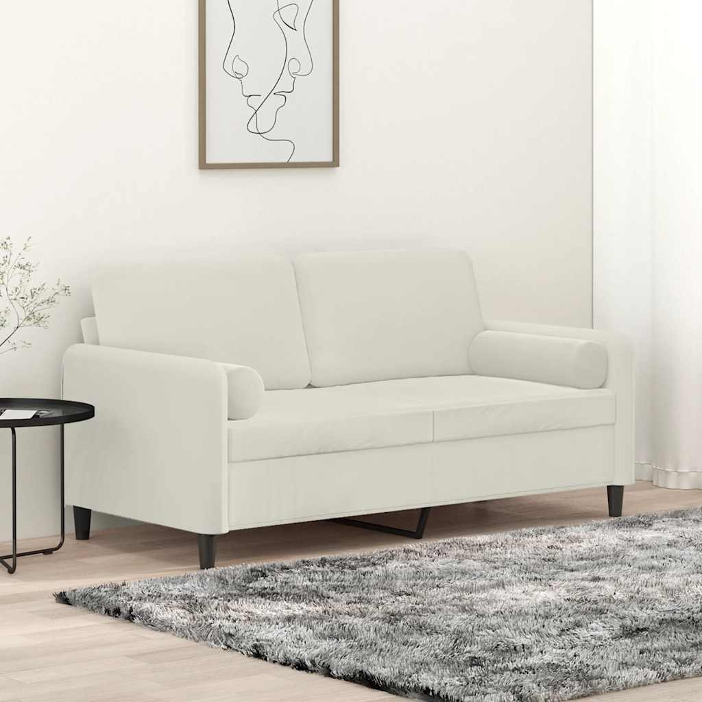 vidaXL 2-Sitzer-Sofa mit Zierkissen Creme 140 cm Samt